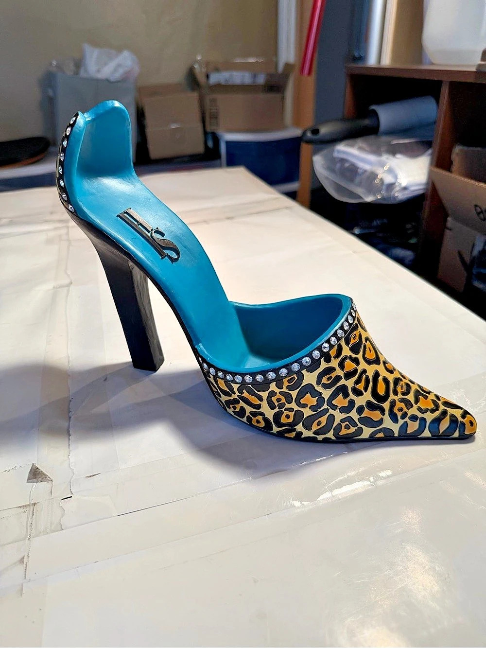 My EverGreen Leopard Print High Heel Wine Bottle Holder